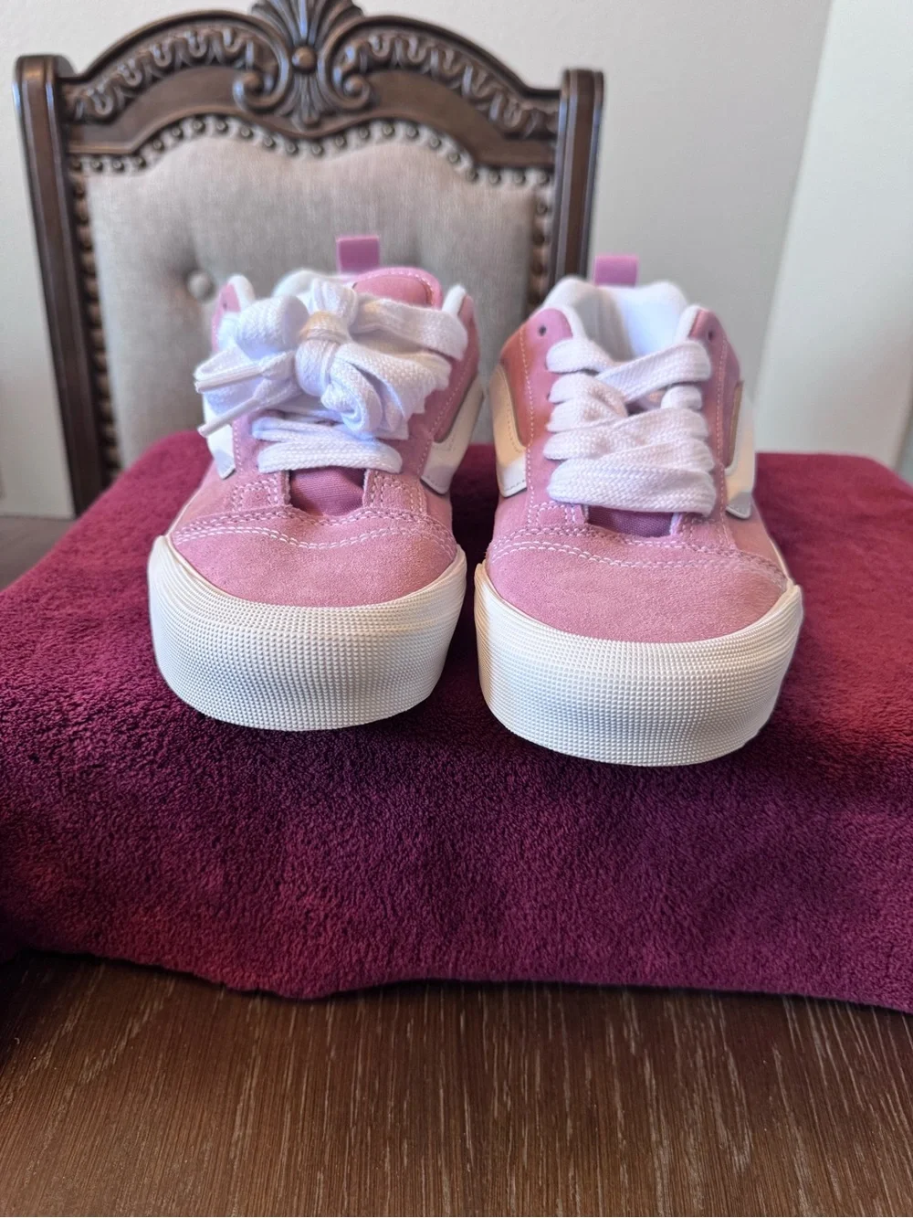 6.5 Women’s Pink Lace-Up Vans Sneakers - Classic Side Stripe
